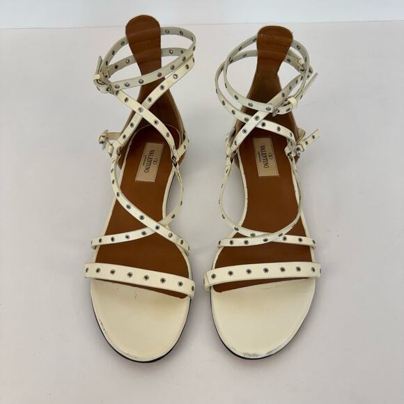 Valentino Garavani Leather Gladiator Sandals Grommet Studded 36.5-37 (US 6.5-7) - Picture 2 of 12